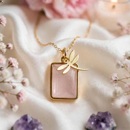 collier chaine quartz rose reglable 