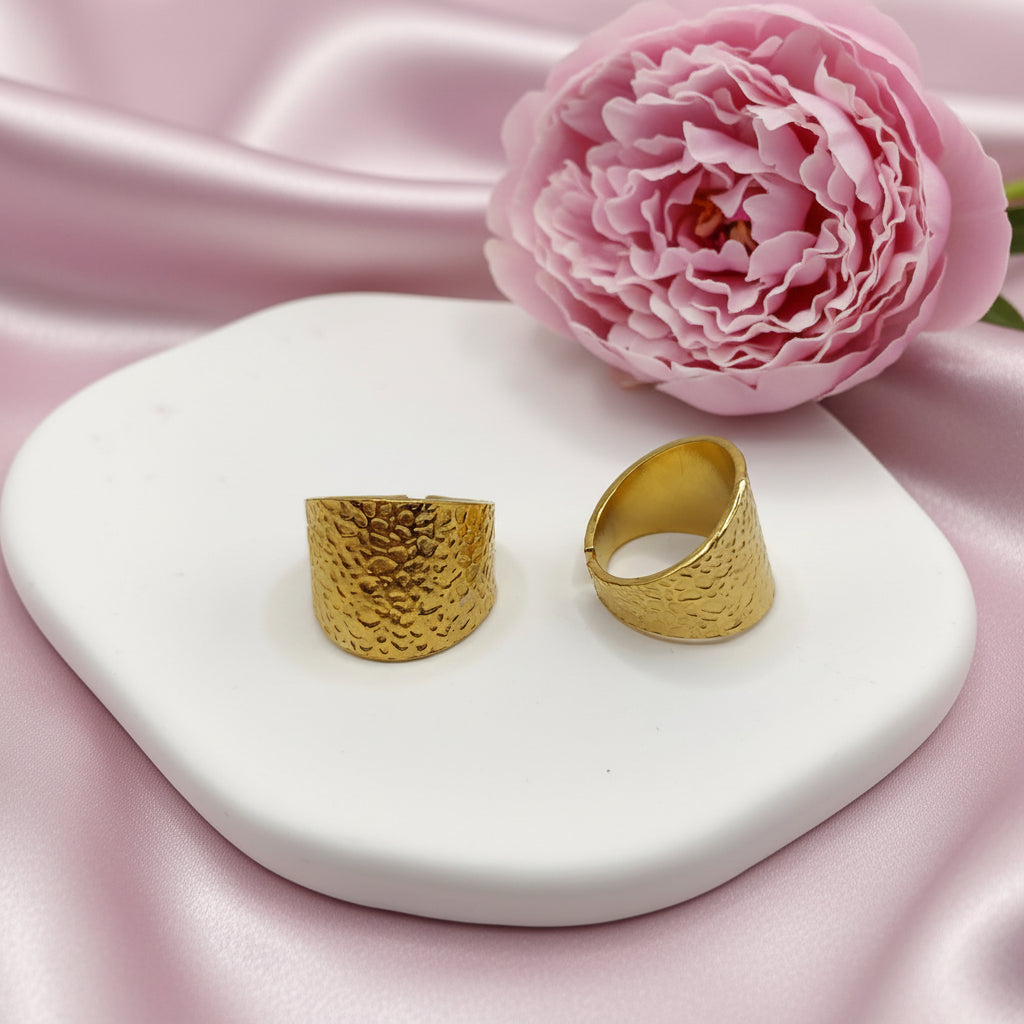 Bague doré en acier inoxydable