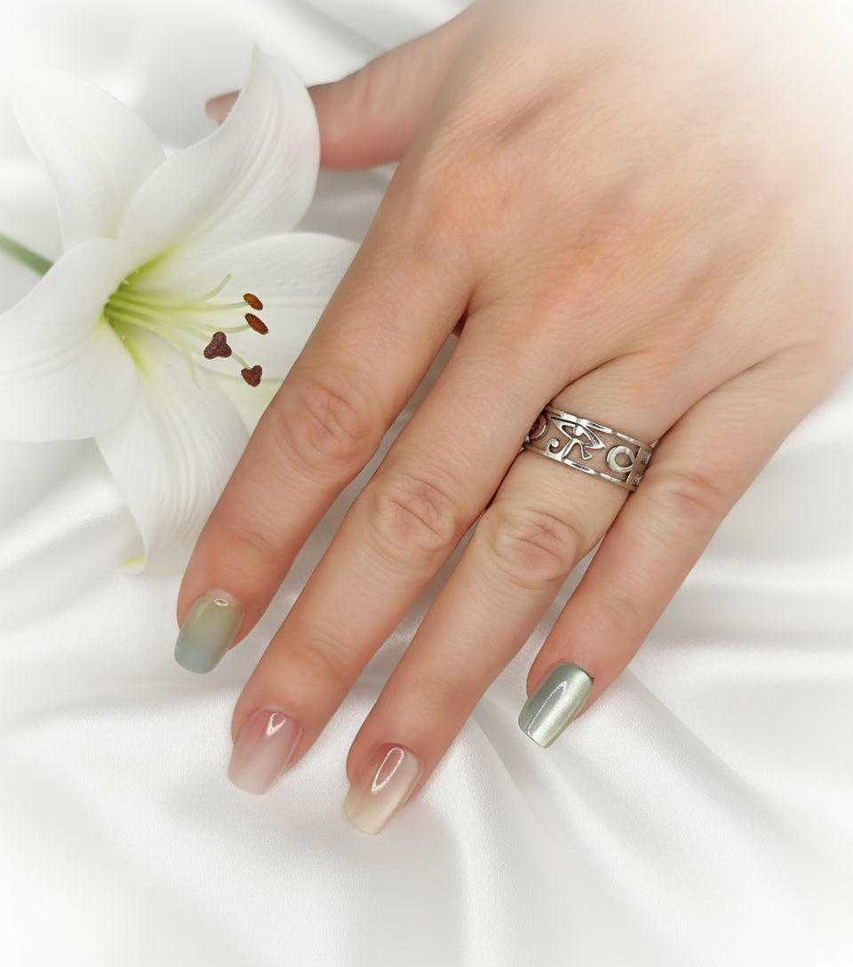 Bague Horus Ankh en acier inoxydable