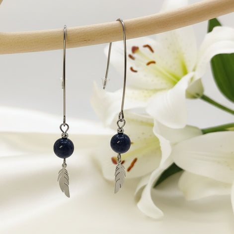 boucle d oreille sodalite plume 70