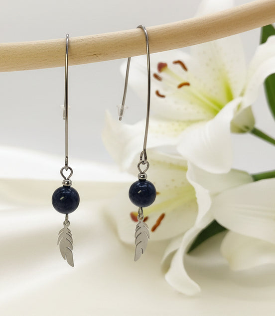 boucle d oreille sodalite plume 70