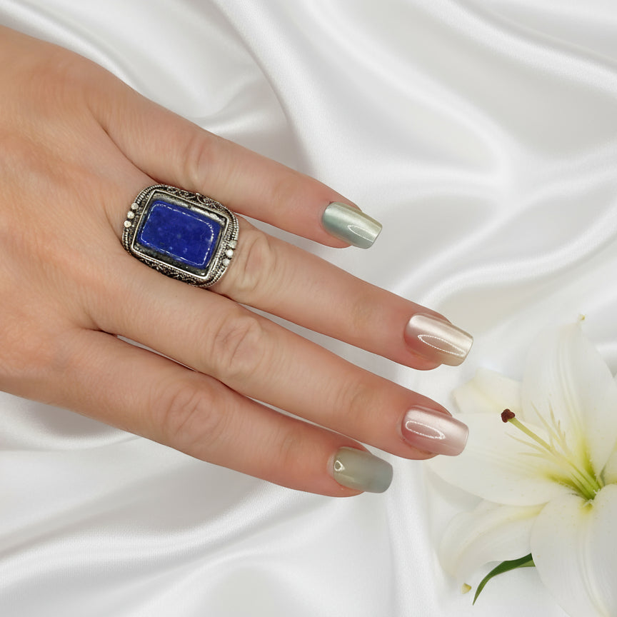 Bague en lapis lazuli ajustable
