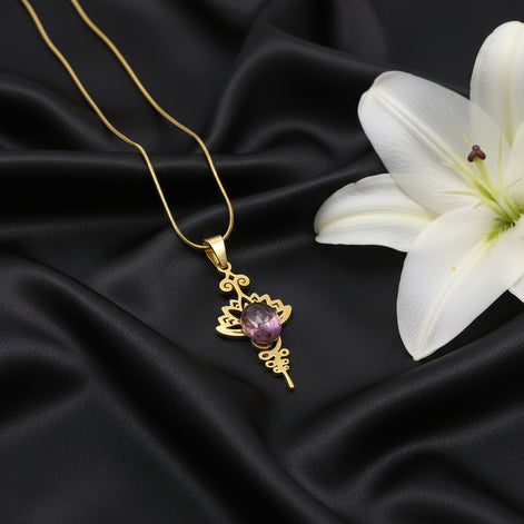 Collier unalom en améthyste doré ou argenté