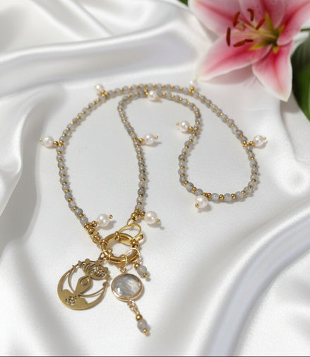 collier sautoir labradorite perle d 'eau douce