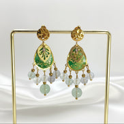 Boucles d’oreilles en Fluorite, Vert Doré