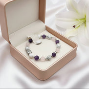 Bracelet améthyste howlite quartz rose