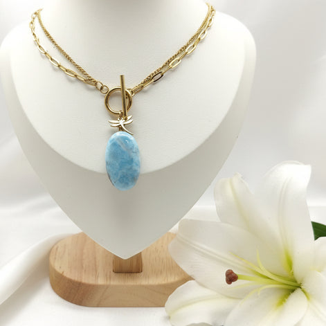 Collier court en larimar extra