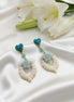Boucles d’oreilles turquoise doré, amazonite, polymère, fleur