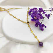 Collier Doré Chaîne Croix ✦ Perle d’Améthyste — Sérénité & Éveil Spirituel