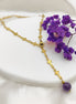 Collier doré chaine croix et sa perle d'améthyste