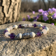 Bracelet Paix améthyste howlite quartz rose