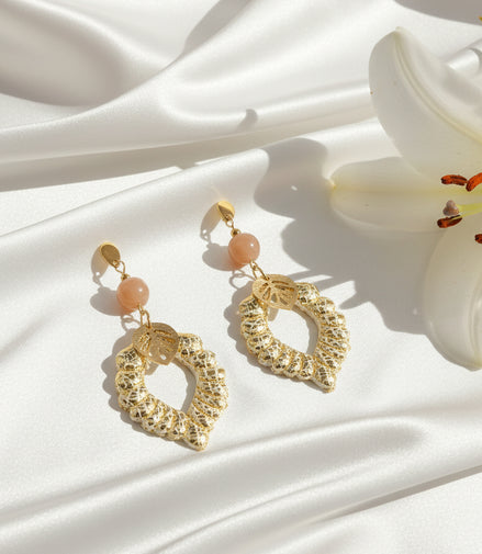 Boucles d'oreilles en pierre de lune et polymère