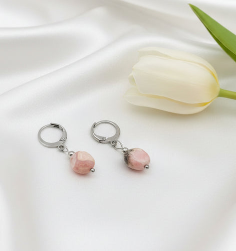 Boucles d'oreilles en acier inoxydable et pierre 