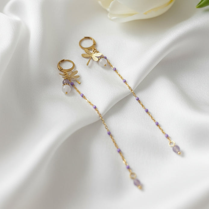 boucles d oreille longue dorées