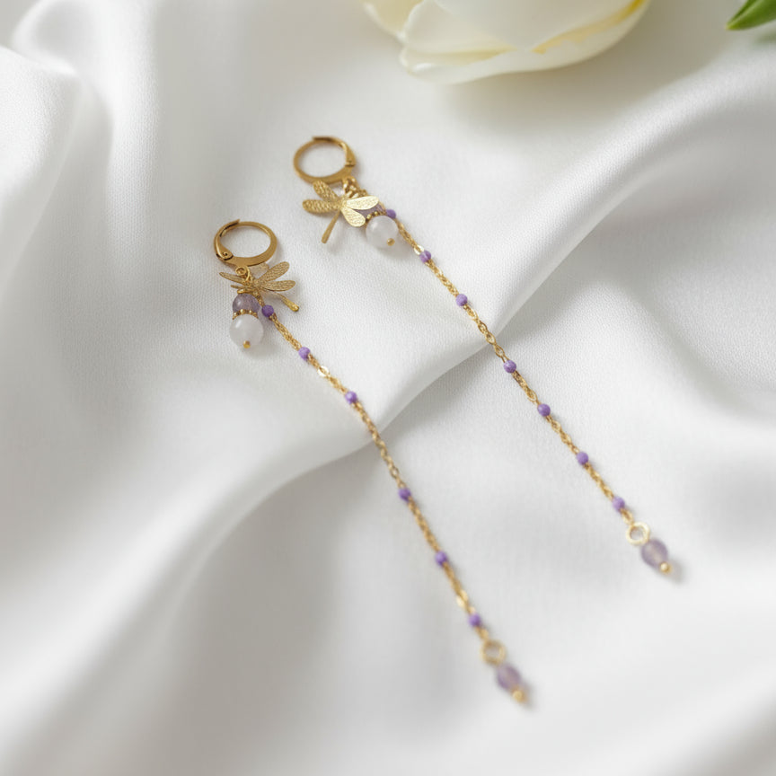 boucles d oreille longue dorées