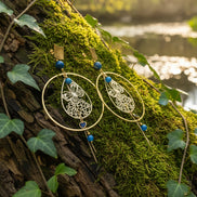 Boucles d'Oreilles Esméralda ✦ Apatite Naturelle & Papillon Doré