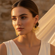 boucles d oreilles dorée oeil de tigre