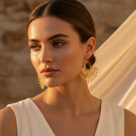 boucles d oreilles dorée oeil de tigre