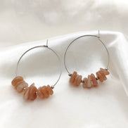 Boucles d'oreilles créoles en pierres et en acier inoxydable au choix