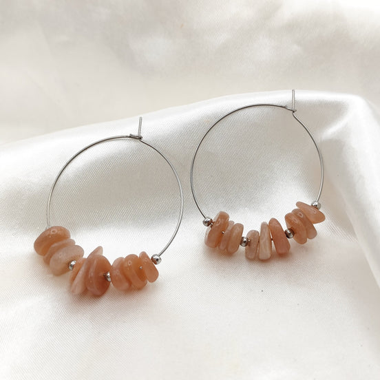 Boucles d'oreilles créoles en pierres et en acier inoxydable au choix