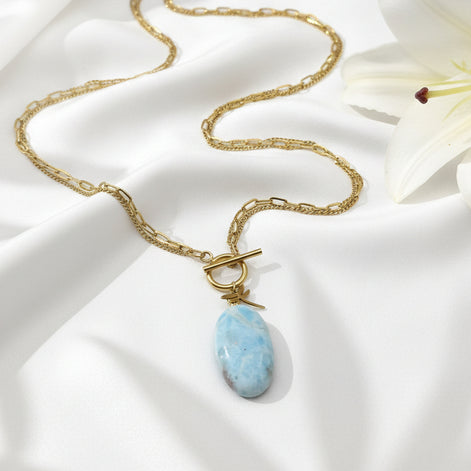 Collier court en larimar extra
