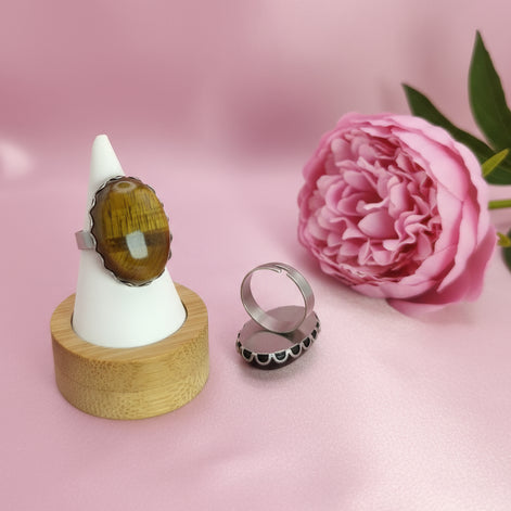 bague argent oeil de tigre ajustable