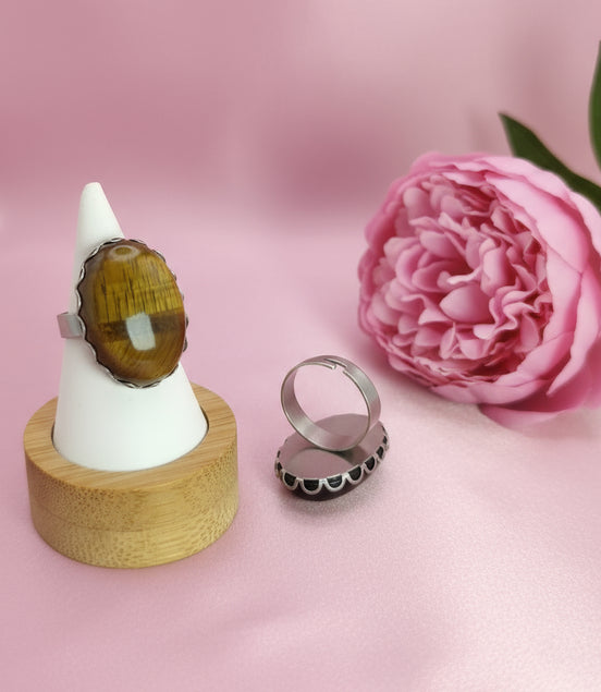 bague argent oeil de tigre ajustable