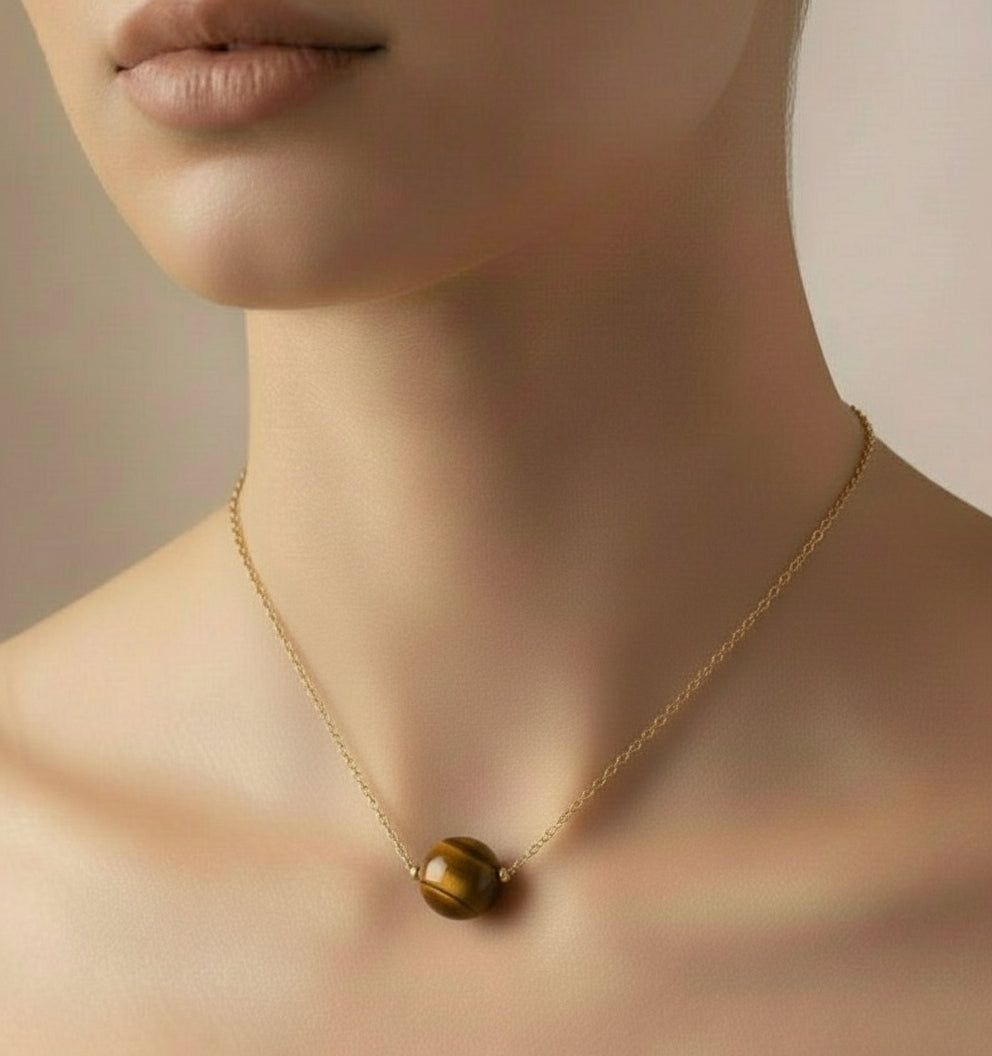   tour de cou perle oeil de tigre