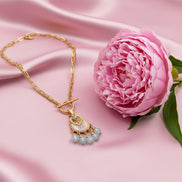 collier doré aigue marine artisanale