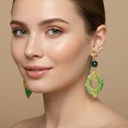 boucles doreilles fimo vertes malachite