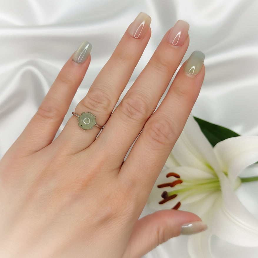Bague en Pierre naturelle de Prehnite, ajustable