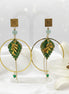 Boucles d’oreilles dorées en fluorite, feuille et or, clarté et harmonie