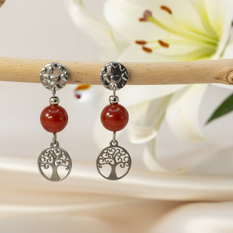 boucles d oreilles jaspe rouge