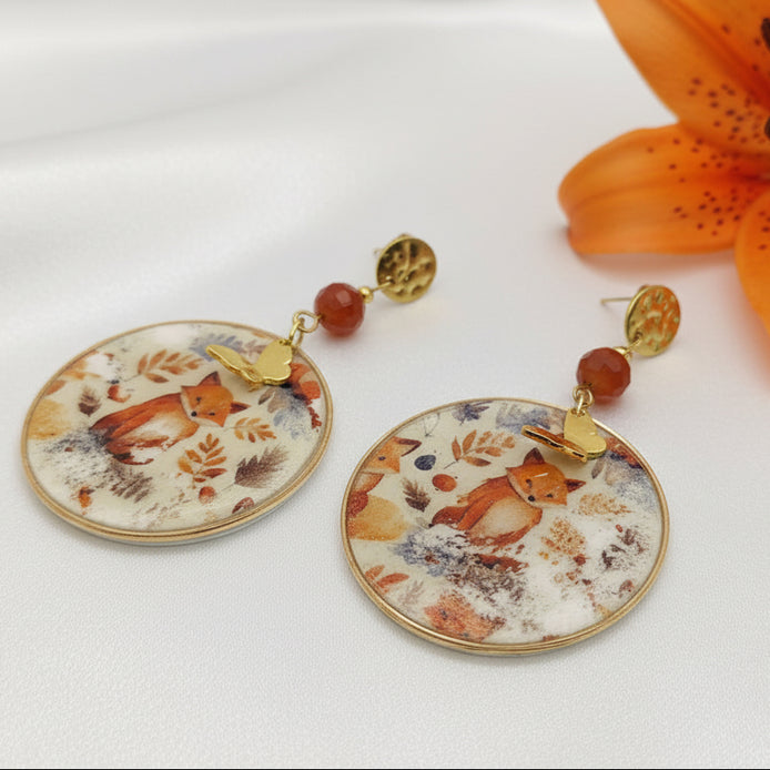 boucles doreilles artisanal renard animaux