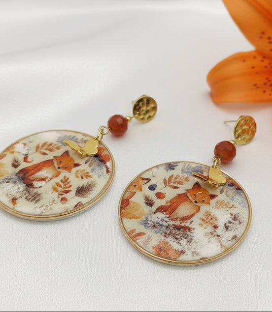 boucles doreilles artisanal renard animaux