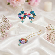 Boucles d'oreilles, Collier doré en Amazonite, argile polymère