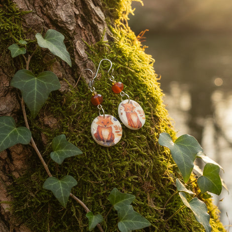 Boucles d'oreilles renard argenté 