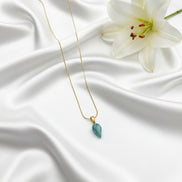 Collier fin Amazonite, argenté, doré au choix
