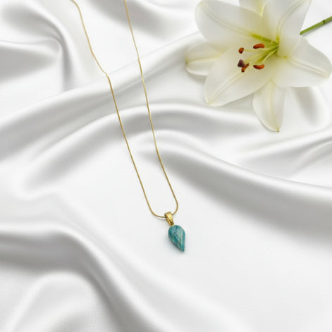 Collier fin Amazonite, argenté, doré au choix