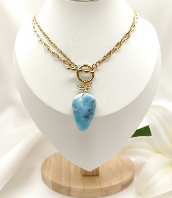 Collier tour de cou en larimar extra