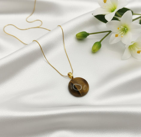 Collier doré et oeil de tigre doré, Métatron, horus, simple