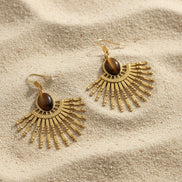 boucles d oreilles dorée oeil de tigre