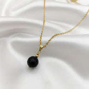 Collier Protection obsidienne oeil céleste doré 