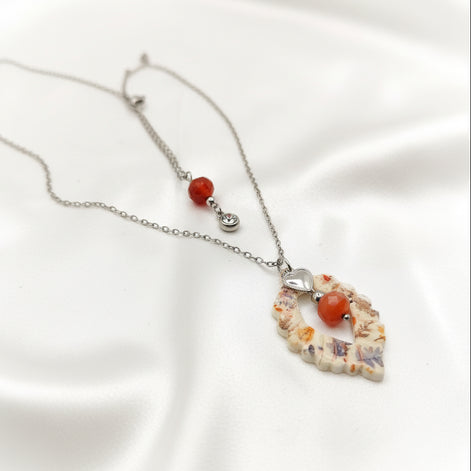  collier chaîne argentée cornaline