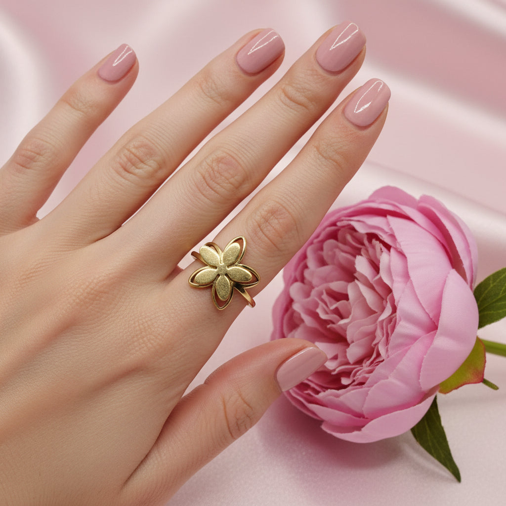 Bague doré en acier inoxydable