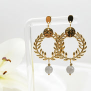 Boucles d'Oreilles Césaria ✦ Acier Doré ou Argenté & Pierre au Choix