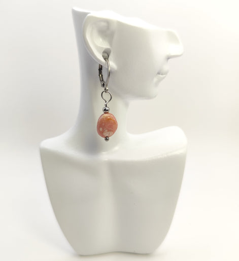 Boucles d'oreilles en acier inoxydable et pierre 