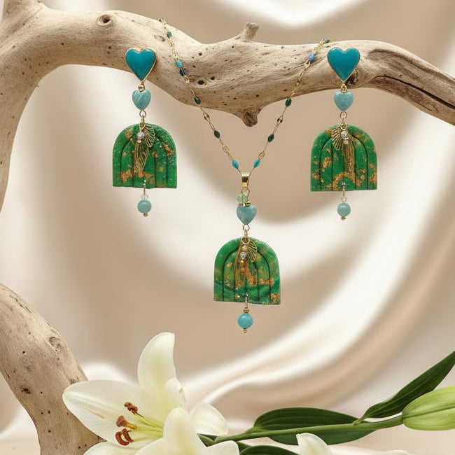 Parure Arc-en-Ciel Féérique en Amazonite – Collier & Boucles d’oreilles