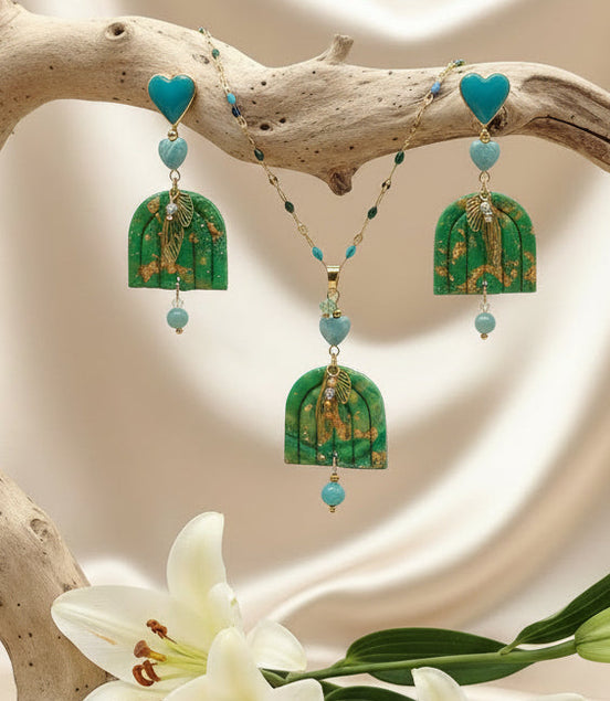 Parure Arc-en-Ciel Féérique en Amazonite – Collier & Boucles d’oreilles