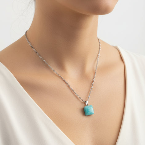 Collier fin Amazonite, argenté, doré au choix